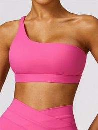 Yoga Outfit Women One Shoulder Sports Bra Tops Push Up Gym Crop Top Brassiere Fitness Beautiful Back Quick Drying Running Bras