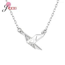 Pendant Necklaces Fashion Real 925 Sterling Silver Cute Sky Bird Necklace Pendants For Women Link Chain Charm Fine Jewelry