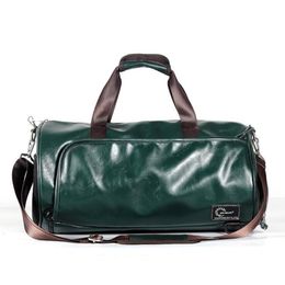 Factory whole men handbag simple green leather fitness bag outdoor sports leisure leathers travel bags fashion wet and dry sep200Z