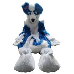 2024 Adult size Long Fur Husky Dog Fox Mascot Costume Carnival Party Stage Performance Fancy Dress for Men Women Halloween Costume