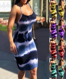 Plus Size Women Tie Dye Maternity Dresses Summer Party Slim Mini Sling Dress Clubwear Vintage Fashion Clothes Z28602236267