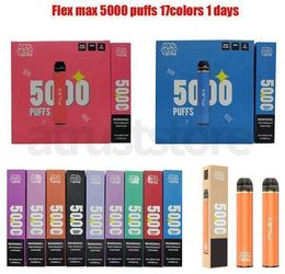 E Cigarettes Flex maxi 5000 puffs 850mah12ml pre filling device disposable Original Mesh Cigarettes authorization 17 Flavours randm tornado