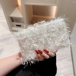 Evening Bags Fashion Clutch Wedding Party For Womens Trendy White Tassel Temperament Small Square Bag With Chain Shoulder