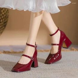 Dress Shoes Women Beaded Mary Janes Spring Elegant High Heels Lolita 2024 Fashion Chunky Sandals Pumps Mujer Zapatos