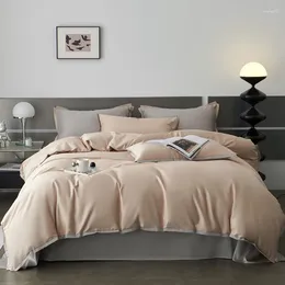 Bedding Sets 2024 Long-staple Cotton Four-piece Bed Linen Est Plain Colour Simple Nordic Style Fashion Pink Grey