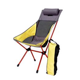 Camp Furniture Folding Portable Moon Chair with Pillow Fishing Camping Extended Hiking Seat Long Beach Chair Light Contrast Color Furniture YQ240315