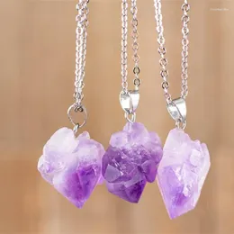 Pendant Necklaces Purple Crystal Raw Necklace Birthstone Jewelry Healing And Stones Statement Gothic Witch Charm Women Gift