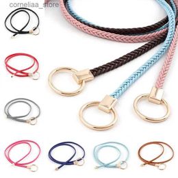 Belts New Versatile Fashion Ring Buckle Womens Belt Retro Woven Belt Thin Women Girls Belt Dress Straps Vintage Waist Chain GiftY240315