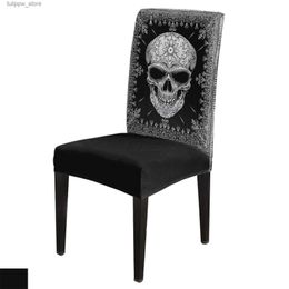 Chair Covers Retro Pattern Background Tattoo Skull Chair Cover Dining Spandex Stretch Seat Covers Home Office Decoration Desk Chair Case Set L240315