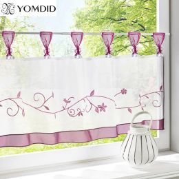 Curtains New arrival curtains table top Embroidery kitchen Halfcurtain roman coffee tulle window decoration short curtains For Kitchen