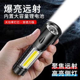 Outdoor Mini Portable Household Telescopic Zoom COB Strong Light Long Range Flashlight 800838