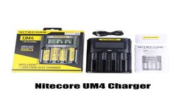 100 Original Nitecore UM4 Universal Charger for 16650 18650 14500 18500 26650 20700 21700 Battery US EU AU UK Plug Intellicharger3902707