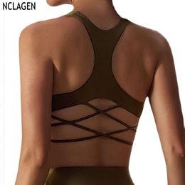 Lu Align Lemon Cross NCLAGEN Back Sexy Women Yoga Sports Bra High Support Fiess Crop Tank Top Gym Workout Dry Fit Breathable Push-up Bralet