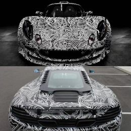 Black White Camouflage Vinyl Wraps Adhesive PVC Film Car Wrap Racing Car Camo Sticker Vehicle DIY Decal with Air Release5569322