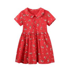 Girl's Dresses Little maven girls dress 2024 cartoon flowers childrens clothing everyday cotton for children 2-7 years 240315