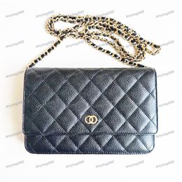 Designer Shoulder Bag Quilted Caviar Leather Purse Luxury Woc Small Crossbody Bag Women Clutch Fashion Bags Flap Cross Body Tote Gold Silver Chain Travel Bags