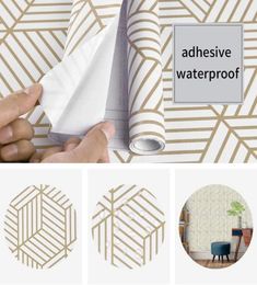 HaoHome Hexagon Contact Paper Removable Peel and Stick Wallpaper Self Adhesive Film For Living Room Bedroom Wall Decor30296573075757