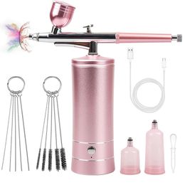 Airbrush Compressor Kit Air Brush Sprayer Gun Water Oxygen Deep Hydrofacial Machine For Nail Art Tattoo Cake Makeup USB Sprayer 240304