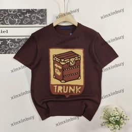 xinxinbuy Men designer Tee t shirt 2024 Italy Deep brown box Knitted short sleeve cotton women gray black white S-2XL