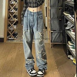 Womens Jeans Deeptown Star Girls Y2k Streetwear Women Vintage Grunge Gyaru Denim Pants Harajuku Patchwork Baggy Trousers Korean Fashion