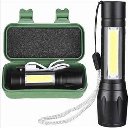 Outdoor Strong Mini Telescopic Small Home USB Charging COB Side Light Aluminium Alloy 511 Flashlight 562376