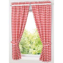 Curtains Pastoral Red/ Blue Plaid Short Curtains for Kitchen Window Treatments Kids Room Curtains for Bedroom Living Room Roman Blinds