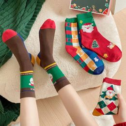 Women Socks Christmas Tree Funny Thickened Cotton Female Hosiery Home Sleep Warm Santa Claus Girl