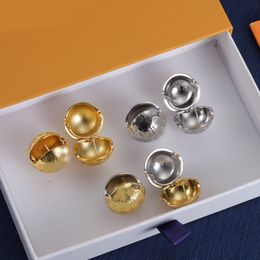 Gold Silber Kugel Ohrringe Luxus Marke Designer Buchstaben Stud Geometrisch Berühmte Frauen Blumen Ohrring Hochzeit Party Schmuck Großhandel mit Box Hohe Qualität