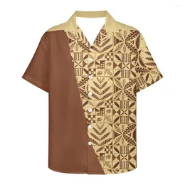 Men's Casual Shirts Breathable Short Sleeve Soft Comfortable Tops Polynesian Samoan Tongan Tribal Design 2024 Summer Fashion For Men