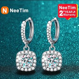 NeeTim 2 Carat Drop Earrings for Women S925 Sterling Silver Sparkling Lab Diamond Earring Womens Wedding Jewellery 240227