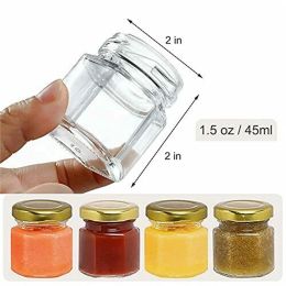 Jars 24pcs 45ml Mini Hexagon Transparent Glass Bottle Honey Storage Bottle Empty Jar Nut Sugar Canister Tank For Home Kitchen
