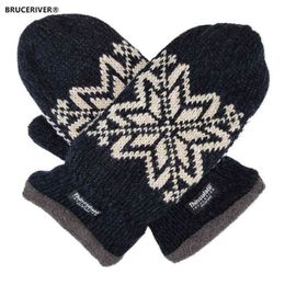 Bruceriver Mens Snowflake Knit Mittens with Warm Thinsulate Fleece Lining T220815272I