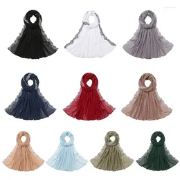 Scarves Fashion Malaysia Scarf Shawl For Woman Lace Floral Trim Wrap Casual Hijab Shawls Foulard Female Dropship