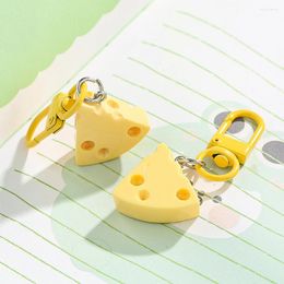 Keychains Fun Cheese Pendant Keychain Creative Milk Curd Food Model Charm Key Chain For Children's Anti-Lost Hook Backpack Decoration