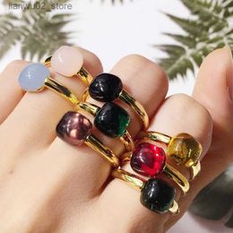 Wedding Rings Simple Droplet Candy Style Ring Natural Crystal Ring Womens Fashion Jewelry Wedding Ring Square Q240315