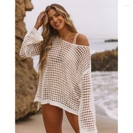 Women's T Shirts Arrivals Exquisite Design Spring Summer Bikini Blouse Mesh Hollow Out Knitwear Swimsuit Beach Sun Protection Shirt Women