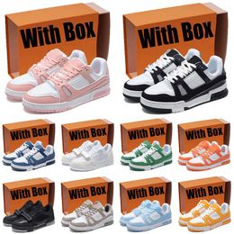 With Box Designer shoes Trainer Sneaker Low for luxury men women Black pink yellow mens womens sky blue trainers sneakers runners casual shoes breathable