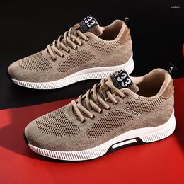 Casual Shoes Men Sneakers Hidden Heels Breathable Heightening For Increase Insole 6CM Sports Height