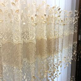 Curtains Europeanstyle Luxury Highend Living Room Balcony Bay Window Gauze Curtain Embossed Embroidery Window Gauze Custom Curtain