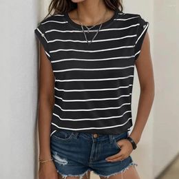 Women's Blouses Women T-shirt Tank Top Striped Print Tunic Tops For Streetwear Vest With Loose Fit Summer Outfit Clothes A