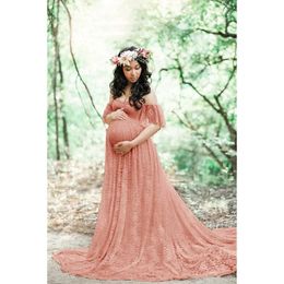 Maternity Pography Props Shooting Accessories Dress for Po Shoot Lace Pregnant Women Tail Short Sleeve 240305