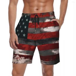 Men's Shorts Flag USA 3D Printed Board Summer Retro Hawaii Short Pants Males Sports Quick Dry Pattern Swim Trunks