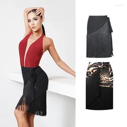 Stage Wear Latin Dance Skirt Leopard Print Irregular Skirts Tango Salsa Cha Rumba Samba Clothing Female Adult Practise DNV15015