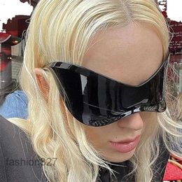Óculos de sol moda oversized futuro tecnologia sentido y2k mulheres punk uma peça sun glaase homens designer sem aro óculos uvrrna