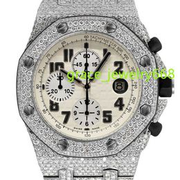 Unique high demand Moissanite white VVS Cuban watch AP 1030 iced out bused down hip hop watch personalized luxury watch