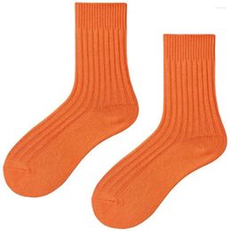 Men's Socks Thick Warm Retro Cotton For Girl Men Knit Winter Middle Tube Solid Color Women Hosiery Sport