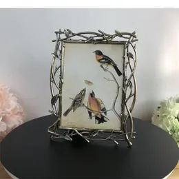 Frames Bird And Branch Decorative Po Gold Plated Family Picture Frame Wedding Anniversary Romantic Gifts Desk Decoration