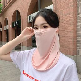 Scarves Outdoor Neck Wrap Cover Solid Colour UV Protection Face Shield Silk Mask Sunscreen Scarf