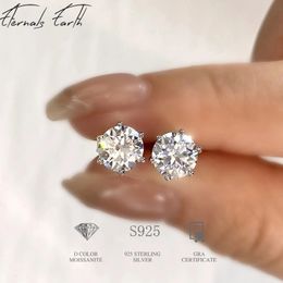 Certified Stud Earrings Lab Created Diamond 925 Sterling Silver Gold Plated Wedding Jewellery 240227