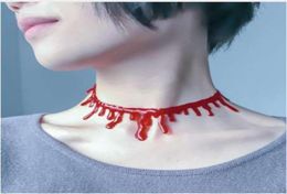 Halloween Decoration Horror Blood Drip Necklace Fake Blood Vampire Fancy Joker Choker Costume Necklaces Party Accessories G206440064